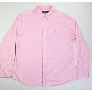 Ralph Lauren Feather Weight Twill Men 2XL Pink Button Down Embroidered Logo Pony